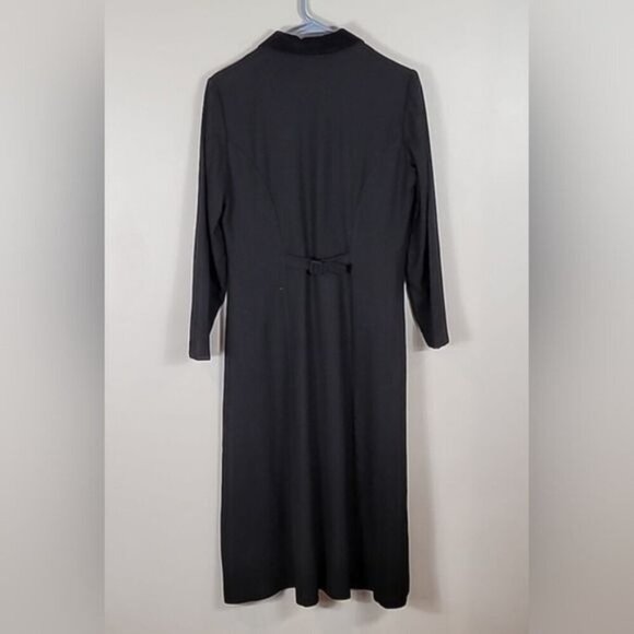 Vintage Talbots 100% Wool Trench Coat Size S Black Button Velvet Classic Y2K 90s - Picture 10 of 13